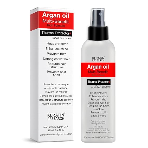 Thermal Hair Protector Spray - Enhances Shine, Eliminates Frizz, Detangles, Prevents Split Ends, Replenishes Nutrients, Heat Activated for Styling
