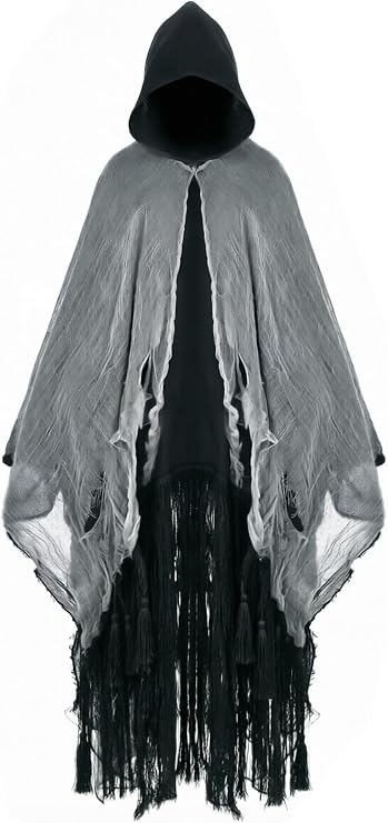 Grim Reaper Hooded Cloak for Men Women Halloween Costumes Cosplay Props