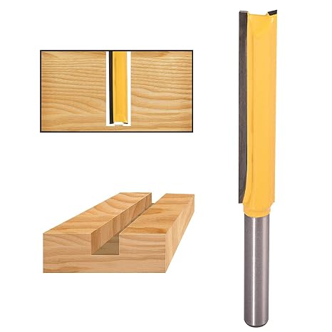 Straight Router Bit, 1/4 Inch Shank Double Flute Flush Trim Carbide Router Bits Milling Cutter for Plywood Wood Joinery - 1/4" Shank 3/8" Diameter 2" Height