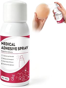 Breast Form Adhesive, Medical Adhesive Spray, Adhesive Spray for Skin, Strong Adhesion, Waterproof and Durable, Suitable for Breast Forms, Transgender People and Cross-Dressers, 3.5 Oz