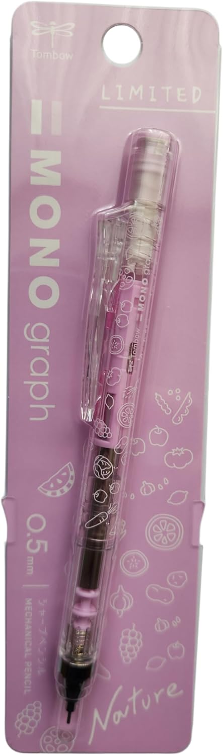 Tombow MONO Graph Mekanik Kurşun Kalem, 0,5mm, Pembe, Plastik Gövde, Doğa Temalı Sınırlı Baskı, Çizim ve Yazma için