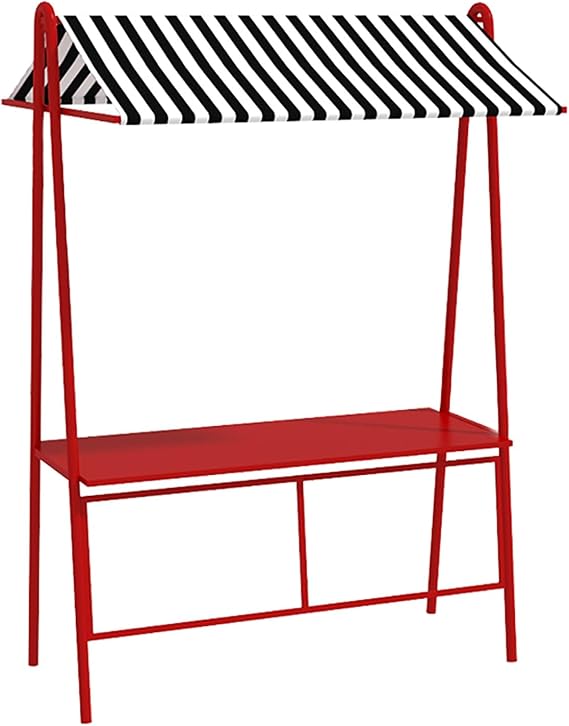 SRNSAEB Green Red Black Mobile Hot Dog Cart Trailer Concession Food Vending Stand Kiosk, Large Vendor Stall Cart with Table and Canopy, Portable Market Display Stand(Red,L - 150cm(59"))