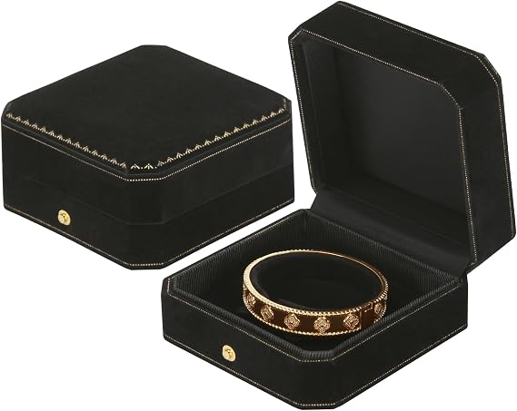 KUKUVR Velvet Bracelet Box for Women (Black) | Luxury Bangle Gift Box, for Wedding Anniversary Engagement Festival, Jewelry Storage