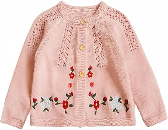 Simplee kids Baby Girl Thin Sweater Solid Cardigans Baby Girls Long Sleeve Coat Cardigan for Fall