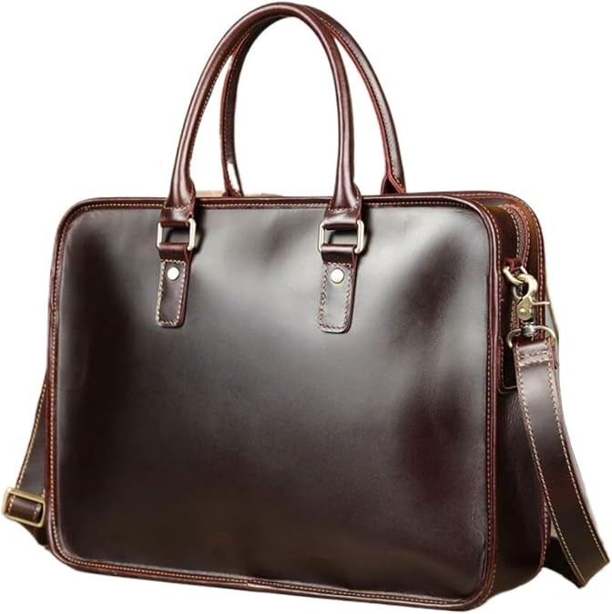 work bag Leather Briefcase for Men 15 Inch Laptop Crossbody Shoulder Messenger Bag Attache Case for Business Travel Work