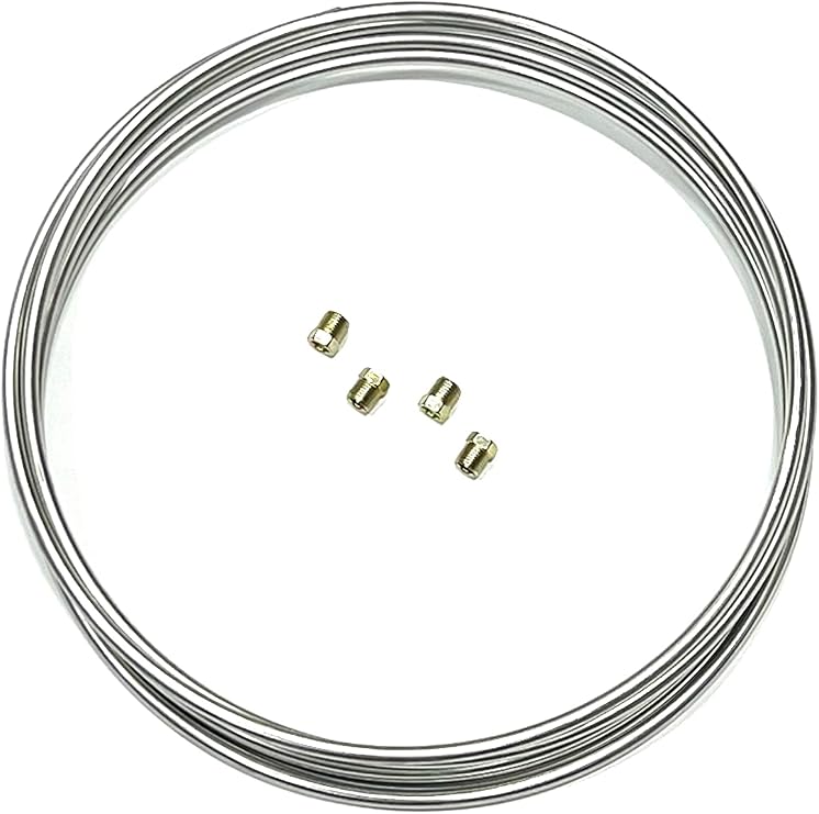 The Stop Shop Stainless Steel Fuel Line Coil Roll 5/16 Inch, 16 Feet With 4 Steel SAE 5/16" Fittings Included