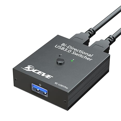 MLEEDA USB Switch,Bi-Directional USB 3.0 Switch 2 in 1 out / 1 in 2 out, USB3.0 Switcher for 2 Computers Share Keyboard Mouse Printer