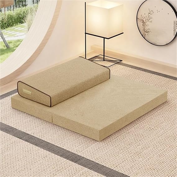 Meditation Cushion, Folding Meditation Mat, Meditation Pillows for Sitting on Floor, Floor Cushions with Pillow Set, Yoga Cushion for Living Room(Beige)