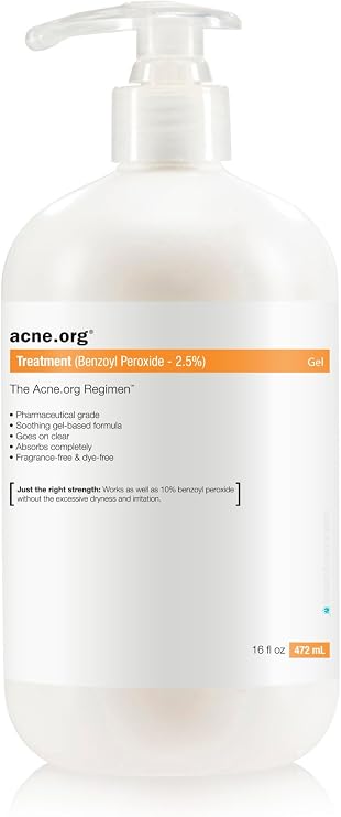 Acne.org Treatment (2.5% Benzoyl Peroxide) 16 oz. - Ultra Micronized, Pharmaceutical Grade Acne Treatment
