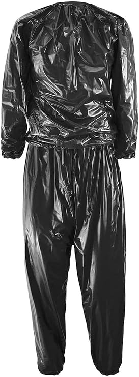 Sauna Costume, Sauna Sueating Weight Loss Suit Gym Fitness Workout Clothing Men Women Training Tracksuit Unisex PVC Sweatshirt Sauna Suit Cloth Lose Weight Slimming Fitness Sauna Suits ( Color : Black