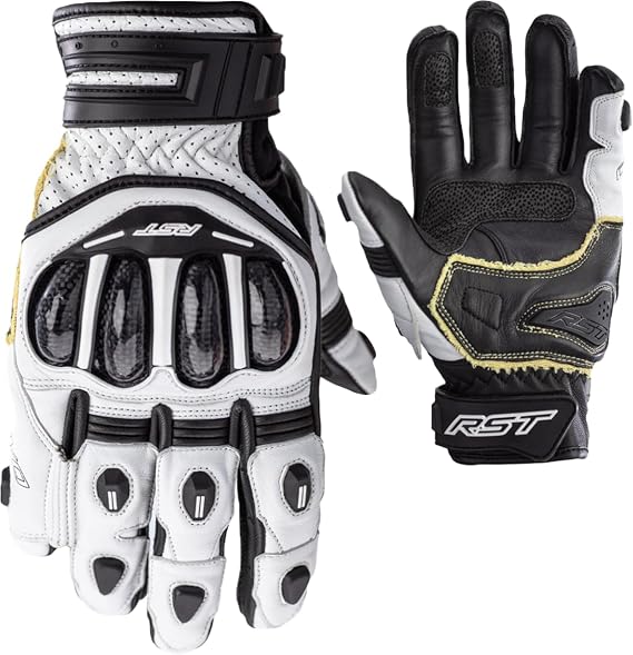 RST Tractech EVO 4 Short CE Motorcycle Glove (White/White/Black, US 10)