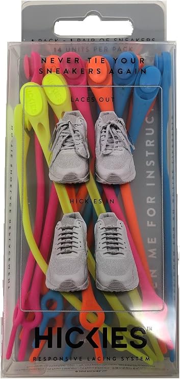 HICKIES 1.0 Original Unisex One Size Fits All Elastic No-Tie Shoelaces (Neon Multi)