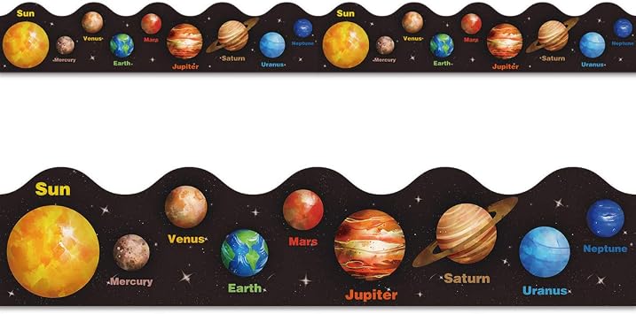 Space Bulletin Board Border Outer Space Planet Borders for Bulletin Board Solar System Trim Borders for Back to School Classroom Decorations Science Decor Supplies 36ft