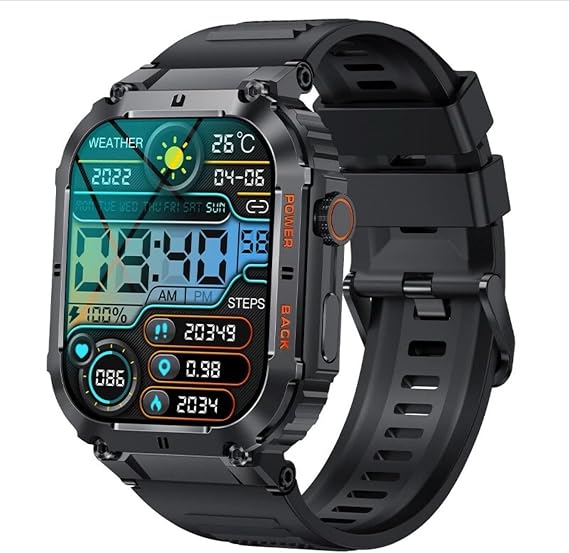 Smart Watch for Motorola Moto G (2024) Military Smart Watch for Men (Answer/Make Call), 1.85in HD Tactical Sports Rugged Smartwatch, Fitness Tracker Watch for Android/iOS Phones - Black