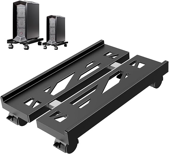 PC Stand for PC Tower Universal Adjustable Computer Desktop CPU Stand with Wheels - (-N-Black)