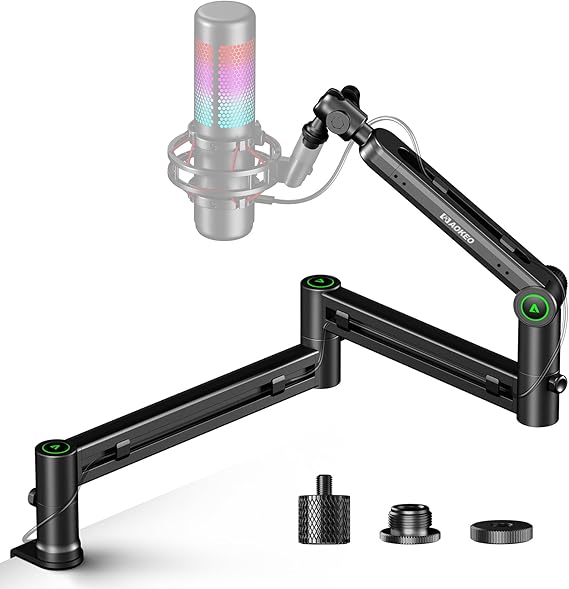 Aokeo AK-58i Low Profile Microphone Stand Arm for HyperX QuadCast SoloCast Elgato Wave Shure SM7B Blue Yeti Blue Snowball Broadcast Studio Program Recording