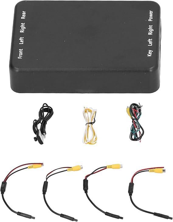 4 Way Car Video Switch Panoramic Camera Control Switch 360 Degree Camera Control Switch Box Universal Reversing Camera Control Switch for Vehicle Backup