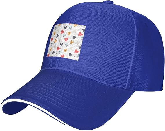 Hand-Drawn Heart Seamless Pattern Baseball Cap Adjustable Classic Golf Dad Hat for Men Women Caps