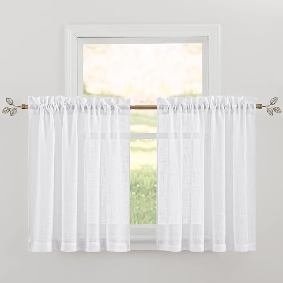 RYB HOME Sheer Kitchen Curtains and Blackout Kitchen Curtains