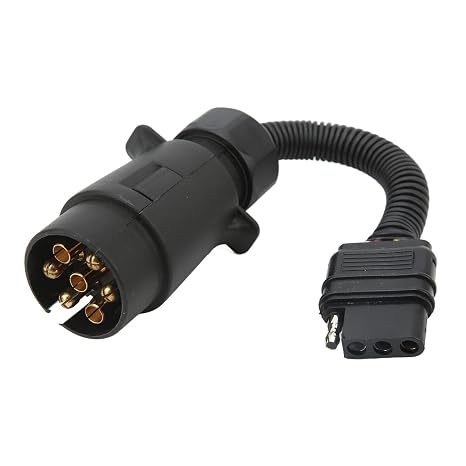 7 Pin to 4 Pin Trailer Wire Adapter Plug, Brass Trailer Adapter, Trailer Wiring Connector with 7 Pin EU Round to 4 Pin US Flat, Ideal for RV Lights Trailer