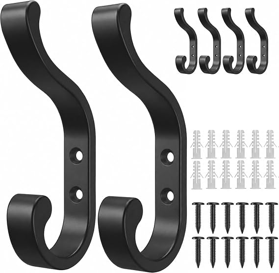 Garderobenhaken schwarz wandhaken zum schrauben - Rucksackhaken Moderne Kleiderhaken Garderobe Flurgarderobe Handtuchhaken Garderobe Wand Haken Jackenhalter Wand 6 Stück