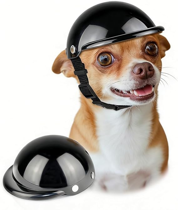 NAMSAN Dog Helmet for Small Dogs Cats, Small Pet Helmets Outdoors Cycling Riding, Head Protection Dog Helmets with Adjustable Straps, Pet Photoshoot Prop for Outdoors Holiday Cosplay, Black
