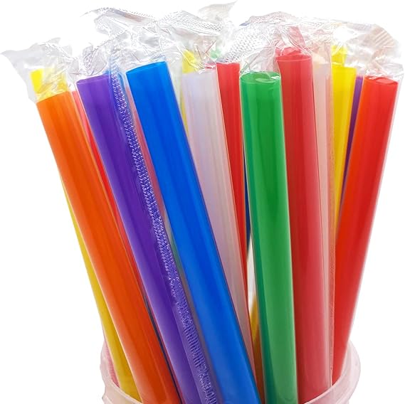 Straws Smoothie Boba Jumbo Milkshake Disposable Wide Straws for Boba Tea Shake Drinking(9.45" Tall, 0.43" Diameter)100 Pack