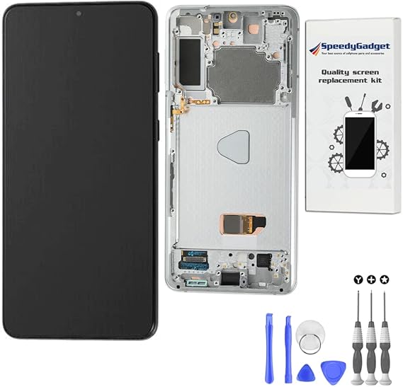 [Original Quality] S21 Plus Screen Replacement for Samsung Galaxy S21 Plus 6.7" AMOLED Display Touch Digitizer with Silver Frame LCD Assembly