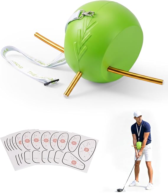 BoomBa Upgraded Golf Swing Connection Trainer with Connector Band, Lanyard & 20 Impact Feedback Stickers, Left/Right Handed, Golf Training Aids Helps Train Proper Swing Mechanics, Arm Structure