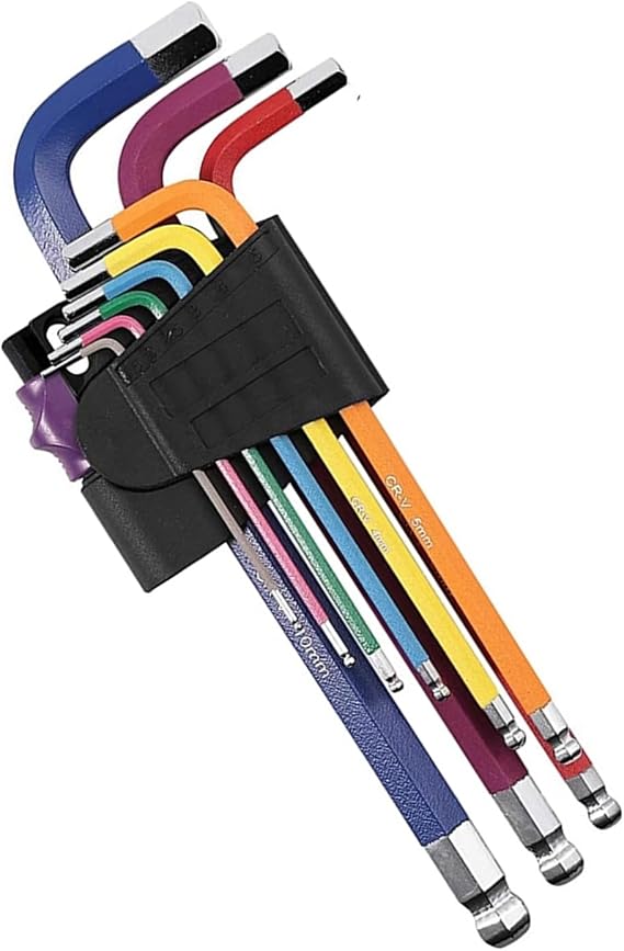 Allen Wrench Set Hex Key Set, 9pcs Metric Allen Wrench Set 1.5-10mm, Non-Slip Long Ball End Hex Wrench Set with Color Coding, Hexagonal Hex Key Set for Bicycle Vehicle, Furniture,