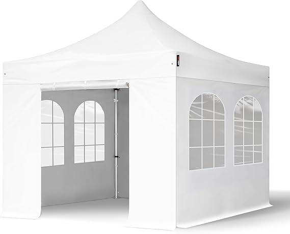 TOOLPORT folding tent folding pavilion Professional 3x3 m with 4 side panels - ALU pavilion party tent in white