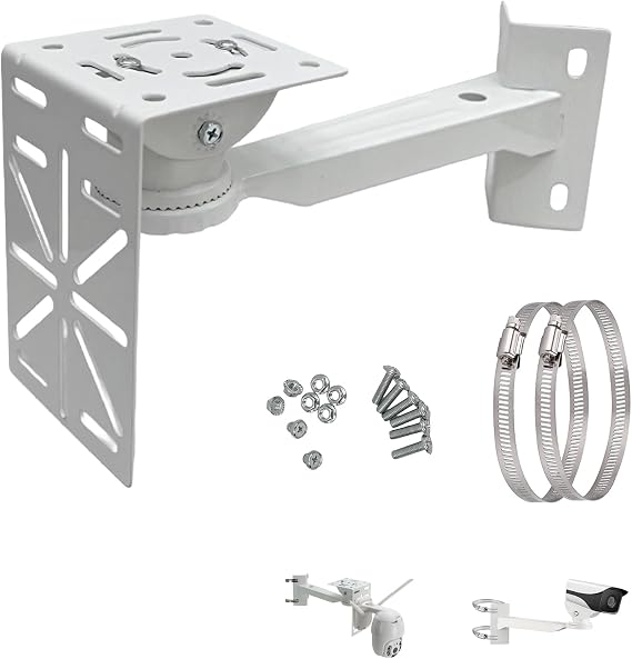 L-Shape Dome Camera Bracket, Wall Ceiling Mount for Security Dome Cameras, Wall Mount,Corner (Vertical Pole Bracket+Hoop 7.8 in )