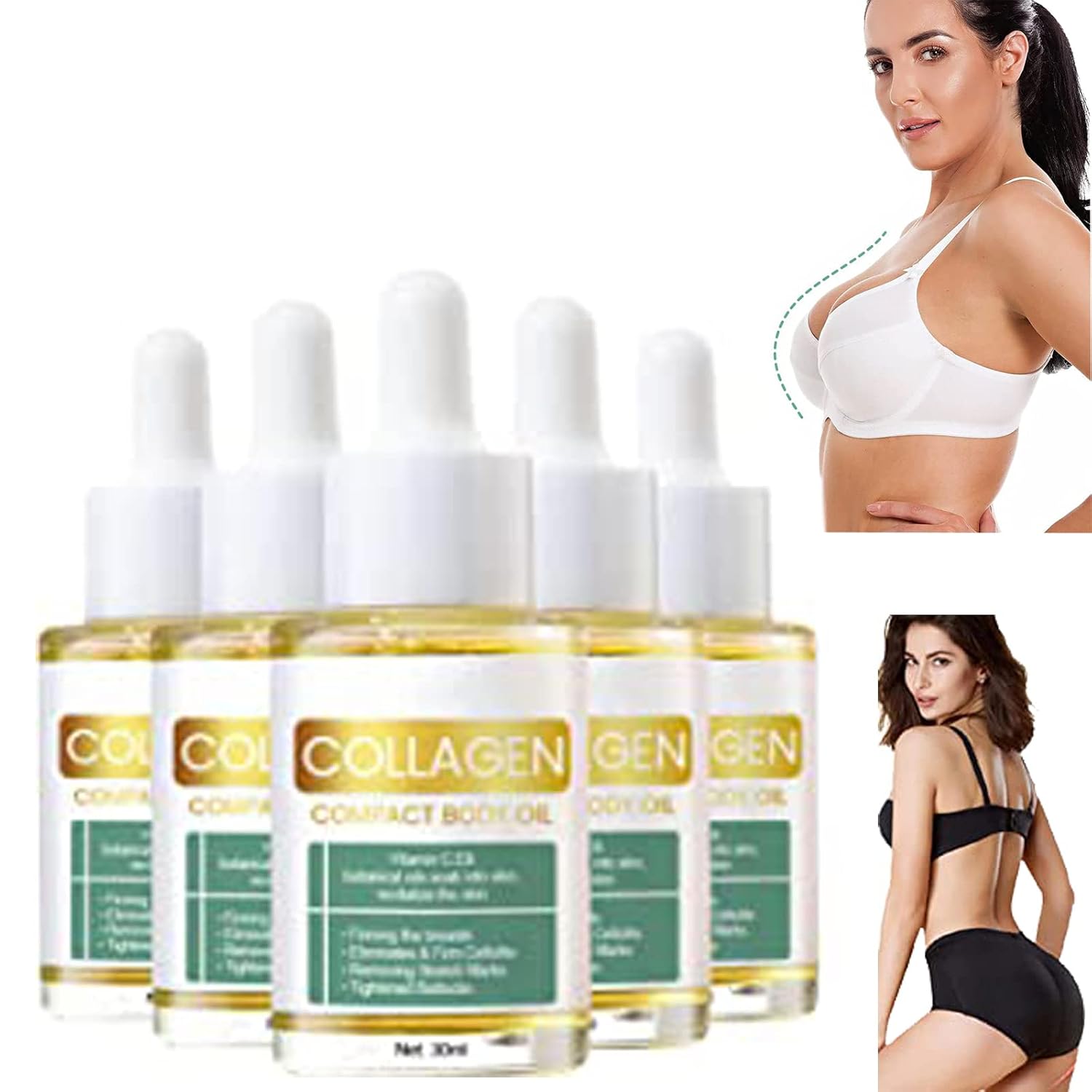 Flysmus Beauty Women Collagen Lifting Body Oil, Firm Skin Lifting Body Oil, Lmprove Lady Sagging Skin Collagen Lifting Body Cream, Anti Aging Collagen Body Oil Serum for Face 5pcs