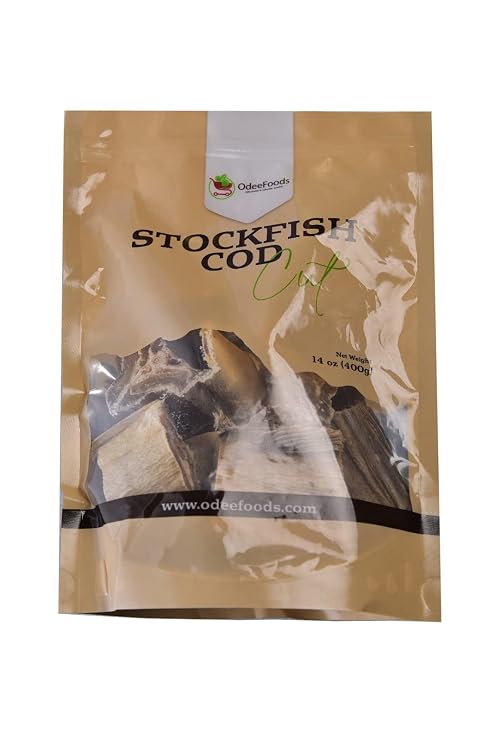 Cod Stockfish Dried Cut From Norway (Pack of 1 - Weight 14 oz/400 gram/1lbs)