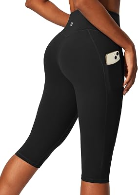 IUGA Womens High Waisted Compression Yoga Capri Leggings with Pockets