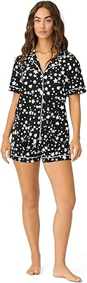 PJ Salvage Womens Cool Touch Jersey Notch Collar 2-piece Pj Set