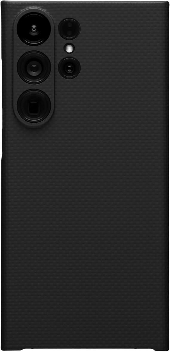 Latercase for Galaxy S23 Ultra | Ultra-Thin 0.6mm Aramid Fiber Case | Lightweight 10g Slim Protective Cover | Wireless Charging & S-Pen Compatible | Matte Non-Slip Grip | Black Crosshatch