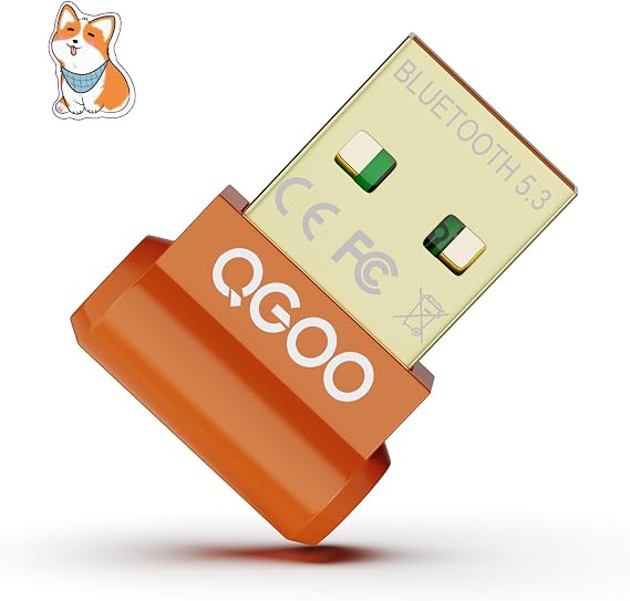 USB Bluetooth Adapter for PC - QGOO Bluetooth Dongle 5.3 EDR, Wireless Receiver for Desktop Computer Laptop Windows 8.1/10/11(orange-232)