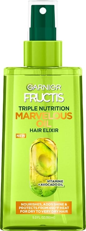 Garnier Fructis Triple Nutrition Marvelous Oil Hair Elixir, 5.0 Fl Oz, 1 Count (Packaging May Vary)
