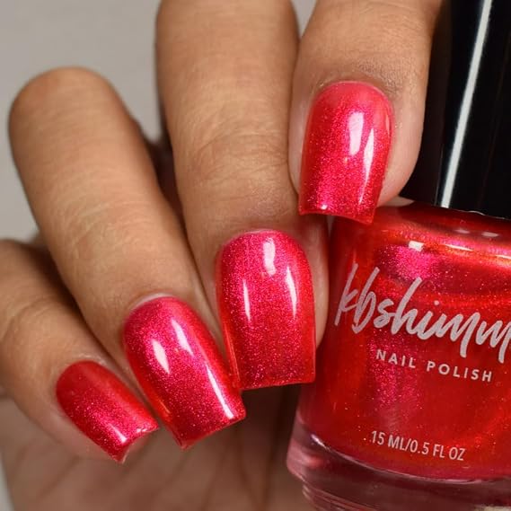Berry & Bright Red Shimmer Nail Polish 0.5 oz Full Sized Bottle