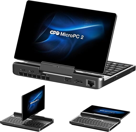GPD MicroPC2 Mobile Notebook Gaming PC 2 in 1 Portable UMPC 7 Inch Core i3-N300 Memory 16GB SSD 2TB Touch Panel 1920 x 1080 60Hz QWERTY Keyboard Backlit RJ45/HDMI2.1/Type-A/Type-C/MicroSD/Wi-Fi 6/BT5.2 with Exclusive Case Win11 +2TB