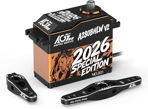 AGFRC 165KG High-Torque Digital-RC-Servo-Motor Waterproof - Upgraded Metal Gear Brushless Servo for 1/5 RC Models, Control Angle 180° (A280BHLW V2