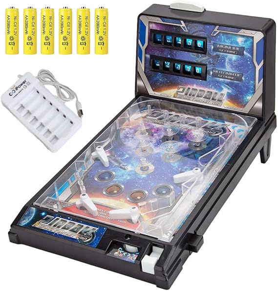 Mini Pinball Game Machine Desktop Ball Shooting Toy (Plug-in Version)