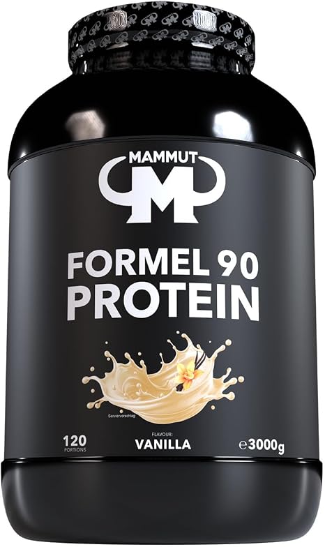Mammut Nutrition Formula 90 Protein Powder Vanilla - 3kg - 4-Component Whey Protein Powder with Soy Protein Isolate Milk Protein Egg Protein & Vitamin B6 - 77% Protein