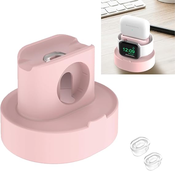 SOKUSIN Stand for Apple Watch Charger - iWatch AirPod 2 in 1 Charging Stand Holder Dock Compatible with All Apple Watch Series 10 9 8 Ultra2 Ultra SE2 7 6 SE 5 4 3 2 and AirPods 1/2/3/Pro (Pink)