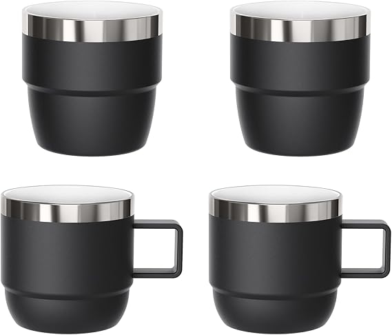 2 Pack 4 oz Espresso Cup with 2 Pack 6 oz Espresso Mug