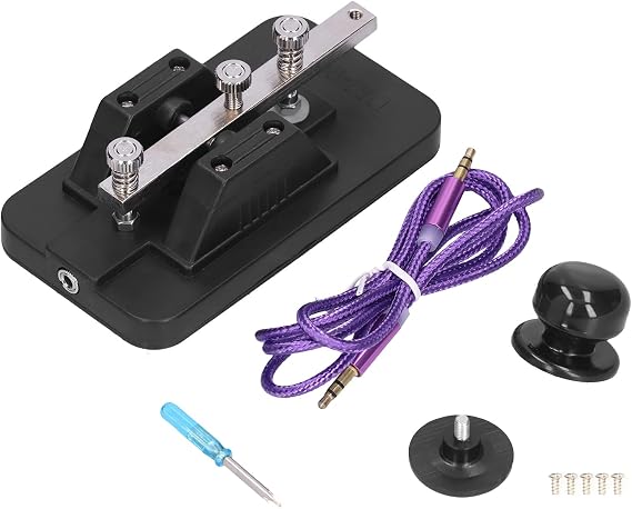Morse Code Telegraph Key, Professional Morse Manual Code CW Practice Tool Trainer Telegraph Straight Key with Buzzer, Morse Code Experiment Kit for Morse Code Communication,Black