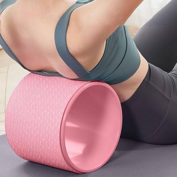 Chirp Wheel Yoga Back Wheel Non-Slip Yoga Wheel for Relaxes Muscles & Weight Loss, Portable Wheel for Back Pain Relief, Lightweight Indoor Massage Wheel for Yoga Dancing Studio Gym(Pink)