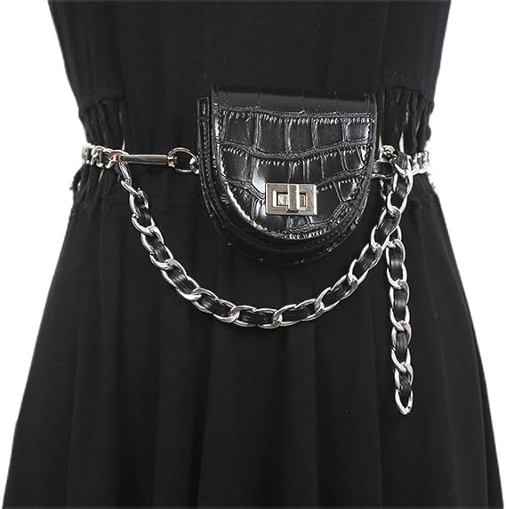 Chain belt Fanny pack Women's metal waist chain small bag decorative dress shirt fashion
