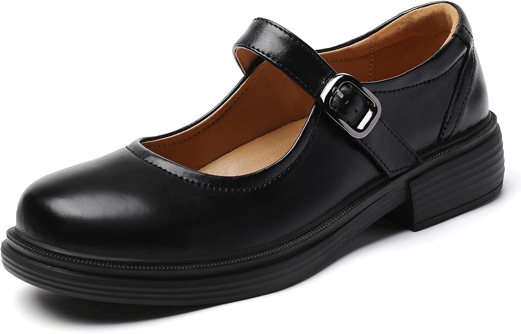 Women Black Mary Jane Flats Non Slip Comfort Office Work Dress School Shoes